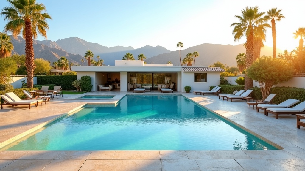 Cleaning a travertine pool deck in Palm Springs
