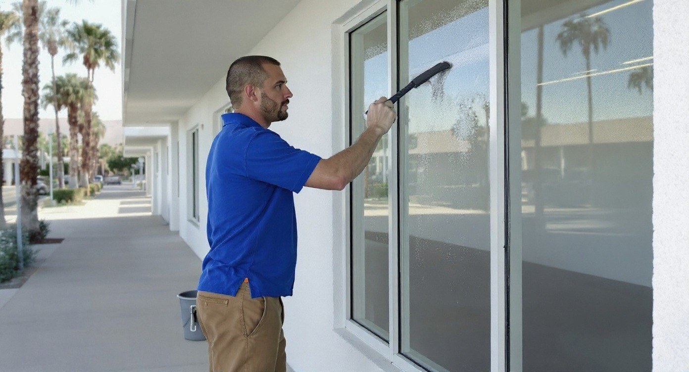 Commercial window cleaning for Palm Springs storefronts